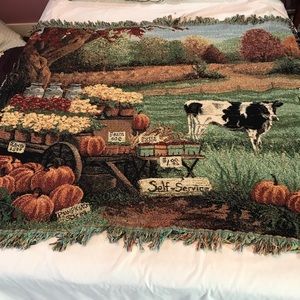 Autumn Scene with Cow Blanket Throw